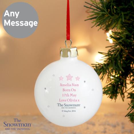 Personalised The Snowdog My 1st Christmas Pink Bauble Extra Image 2